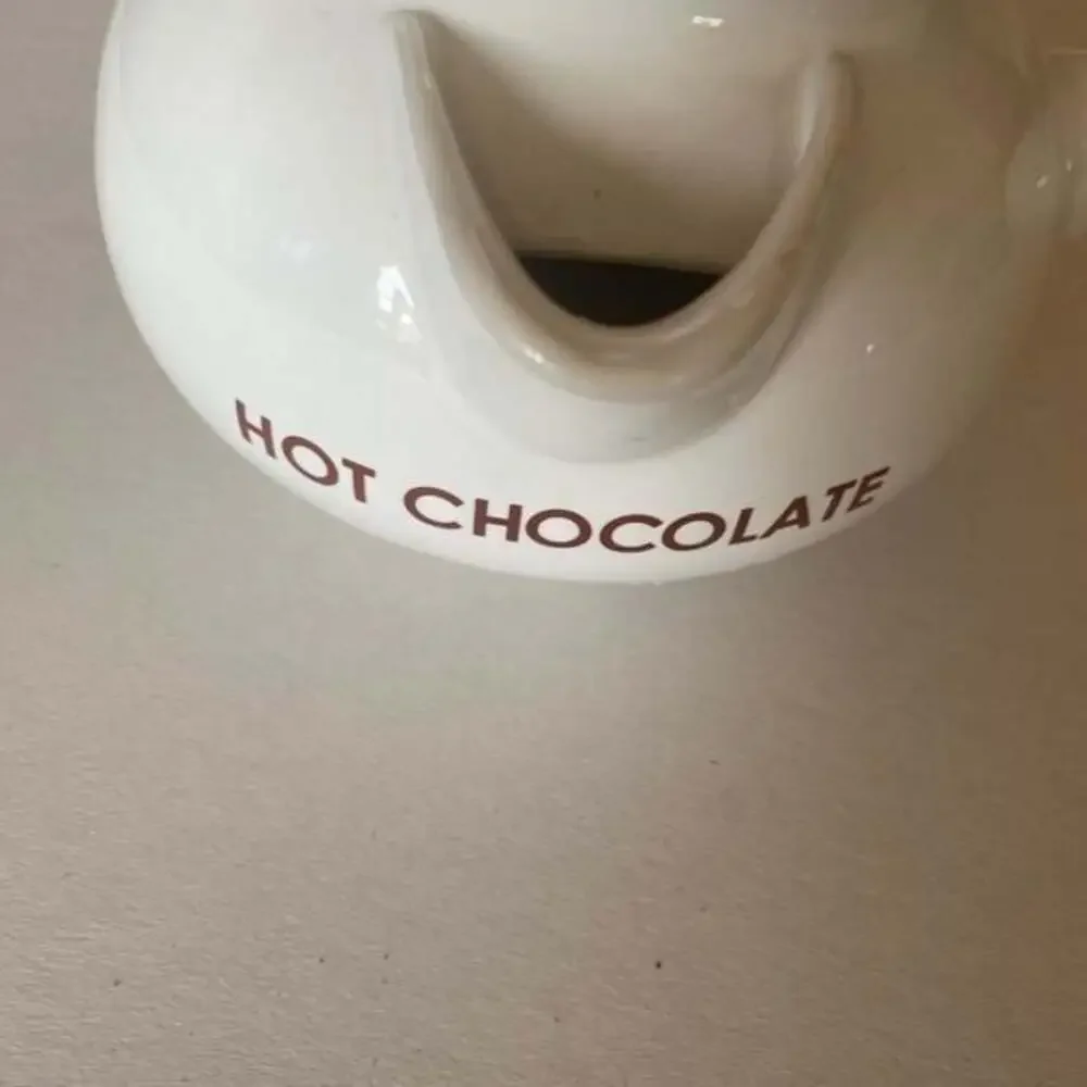 Laroma 4 Cup White Ceramic Hot Chocolate Maker Pot Handle with Hand Frother